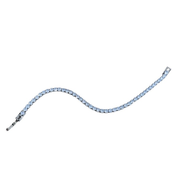 Silver Tone Rhinestone Tennis Bracelet Fashion Jewelry - Picture 4 of 6